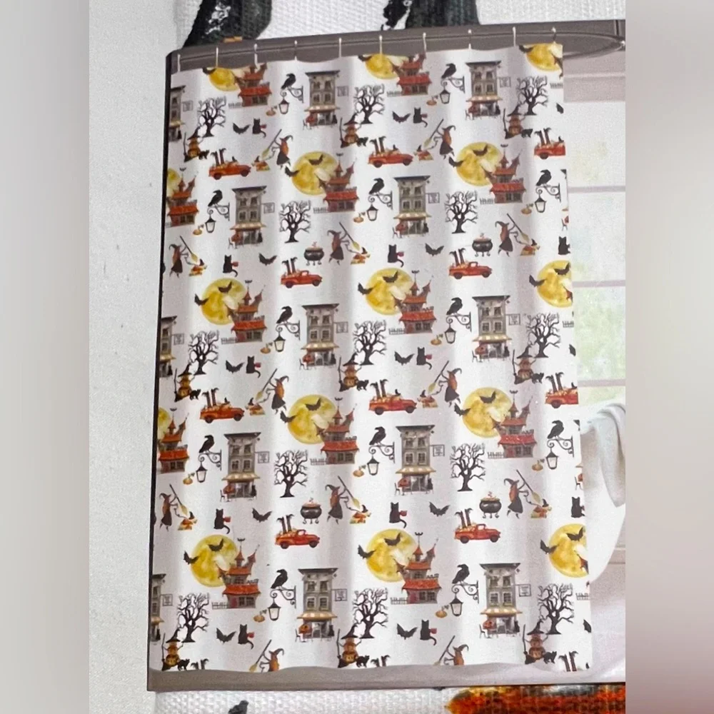 NWT October Sky Fabric Shower Curtain with Fall Design | Autumn | Harvest Home